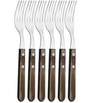 Jogo 6 Garfos Polywood Jumbo Aço Inox Tramontina Marrom