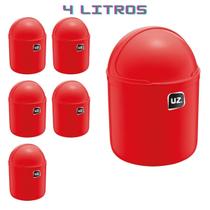 Jogo 6 Lixeiras com Tampa p Pia Cozinha Gourmet Vermelho 4L Jogo 6 Lixeiras com Tampa p Pia Cozinha Gourmet Vermelho 4L