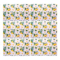 Jogo 6 Lugar Americano Retangular Mesa Limão Siciliano Plástico 43x28cm Lyor