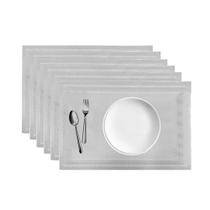 Jogo 6 Lugar Americano Retangular Mesa Prata 30x45cm PP Em Casa Tem