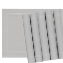 Jogo 6 Lugar Americano Retangular Mesa Pvc Cinza Claro Executivo 30x45cm Em Casa Tem
