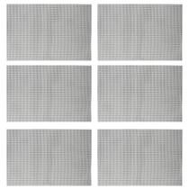 Jogo 6 Lugar Americano Retangular Mesa PVC Dotted Cinza 45x30cm Lyor