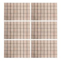 Jogo 6 Lugar Americano Retangular Mesa PVC Grid Branco Preto 45x30cm Lyor
