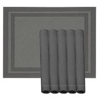 Jogo 6 Lugar Americano Retangular Mesa PVC Preto Executivo 30x45cm Em Casa Tem