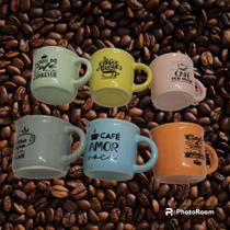 Jogo 6 Mini Canecas Decorativa P/ Café De Porcelana Frases - Livon