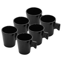 Jogo 6 Mini Xícaras 80ml Cerâmica Black para Café Mimo Style