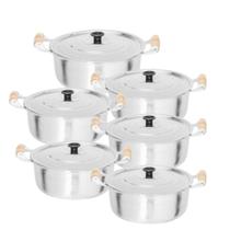 Jogo 6 Panelas Caçarolas de Alumínio com Tampa