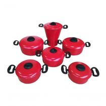 Jogo 6 Panelas De Aluminio Vermelhas Com Cuscuzeira Extang Jogo 6 Panelas De Aluminio Vermelhas Com Cuscuzeira Extang