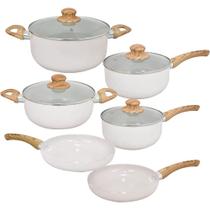 Jogo 6 Panelas Indução Antiaderente Cerâmica Bege Cairo