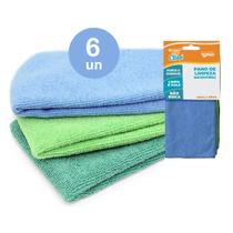 Jogo 6 pano p/ limpeza cozinha vidro pia microfibra flanela