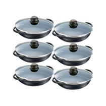 Jogo 6 Parmegianas 23 cm Com Tampa de Vidro Panela Mineira