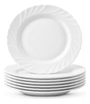 Jogo 6 Pçs Pratos Redondo Fundo Primavera Opal Branco Jantar Jogo 6 Pçs Pratos Redondo Fundo Primavera Opal Branco Jantar