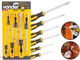 Jogo 6 Peças Chave De Fenda E Phillips Aço Cromo Vanádio Acabamento Niquelado Tamanhos Variados