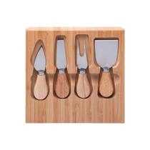 Jogo 6 Peças Queijo De Bambu Com Tábua Ladrilho - Wolff Jogo 6 Peças Queijo De Bambu Com Tábua Ladrilho - Wolff