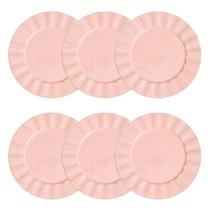 Jogo 6 peças Sousplat 33 cm de plástico rosa Cook Bon Gourmet - 30298