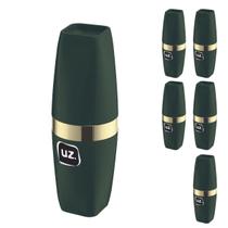 Jogo 6 Porta Escova cTampa Verde com Dourado Redondo UZ
