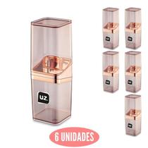 Jogo 6 Porta Escova Slin Gourmet Com Tampa Rose Banheiro