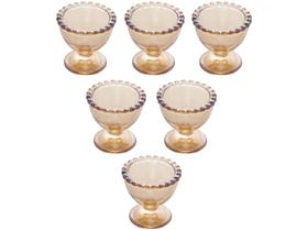 Jogo 6 porta ovos cristal âmbar pearl bolinhas - LILIAN GIFT