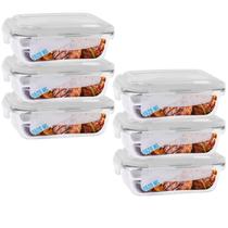 Jogo 6 Pote de Vidro Hermético Marmita Tampa 4 Travas 1520ml