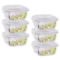 Jogo 6 Pote Vidro 520ML Forno Microondas Quadrado Hermetico Jogo 6 Pote Vidro 520ML Forno Microondas Quadrado Hermetico