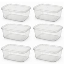 Jogo 6 potes 1300ml retangulares kit pote BPA free com tampa Jogo 6 potes 1300ml retangulares kit pote BPA free com tampa