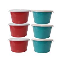 Jogo 6 potes 1900 ml Linha Vermelho/verde