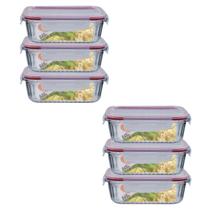 Jogo 6 Potes 640ml Hermético Anel Vedação Canelado