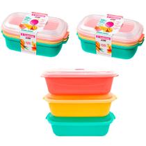 Jogo 6 potes de mantimentos alimentos frutas ração 1100ml coloridos com tampa BPA FREE Sanremo