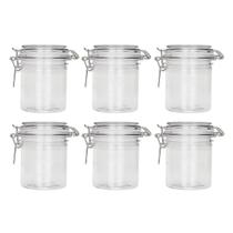 Jogo 6 potes herméticos para organizar e guardar alimentos de 500ml vidro e tampa vedada e trava