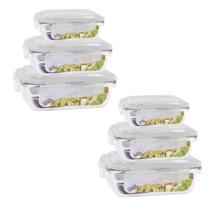 Jogo 6 Potes Hérmeticos Retangular 1040 - 640 - 370ml Vidro
