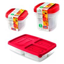 Jogo 6 potes marmita com tampa comida alimentos frutas lanches freezer geladeira tupperware tapware