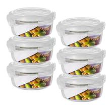 Jogo 6 Potes Vidro Hermético 4 Travas Redondo 950ml Marmita