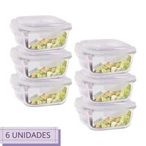 Jogo 6 Potes Vidro Hermetico Pequeno Marmita Fit 320 ml