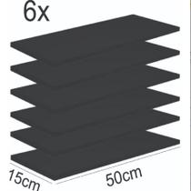 Jogo 6 Prateleiras Mdf Preta 15mm Suporte Invisivel - JWS360º