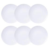 Jogo 6 Pratinhos de Pão Tramontina Branco em Porcelana 16cm Café da Manhã Lanche Sophia