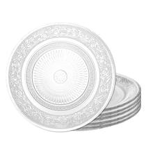 Jogo 6 Prato de Sobremesa de Vidro Transparente Revelo Fino Pratinho 18cm Mesa Posta Haüskraft