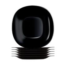 Jogo 6 Prato De Sobremesa Preto Quadrado Square 20cm Vidro Opalino Em Casa Tem Jogo 6 Prato De Sobremesa Preto Quadrado Square 20cm Vidro Opalino Em Casa Tem