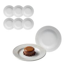 Jogo 6 Prato De Vidro Redondo Sobremesa Opaline Branco 18cm