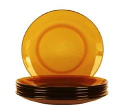 Jogo 6 prato fundo 22cm vidro temperado ambar