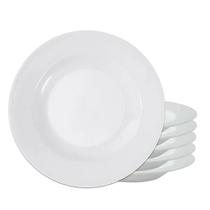 Jogo 6 Prato Fundo Branco Melanina Resistente Fratelli 22,5cm