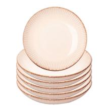 Jogo 6 Prato Fundo para Massas Cerâmica Linear Branco 23cm Lyor