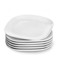 Jogo 6 Prato Raso Branco Quadrado Square 25,5cm Vidro Opalino Jantar Em Casa Tem