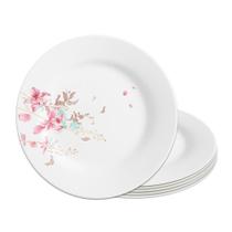 Jogo 6 Prato Raso De Vidro Branco Flowers Bord 25,5cm Em Casa Tem