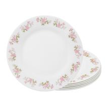 Jogo 6 Prato Raso De Vidro Branco Flowers Pink 25,5cm Em Casa Tem
