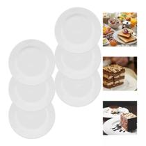 Jogo 6 Prato Raso Sobremesa em Melamina 15,2cm Branco