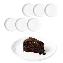 Jogo 6 Prato Sobremesa Cerâmica Branco Ondulado Gourmet 20cm