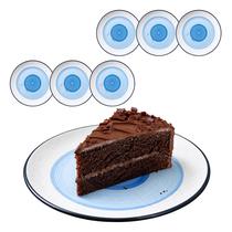 Jogo 6 Prato Sobremesa De Cerâmica Branco Azul Gourmet 20cm