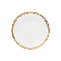 Jogo 6 pratos 19 cm para sobremesa de porcelana branca e dourado Paddy Wolff - 25108