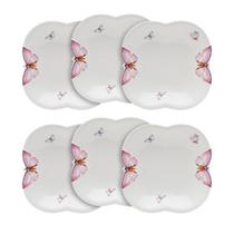 Jogo 6 pratos 19 cm para sopa de porcelana Borboletas Wolff - 18353