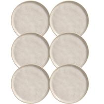 Jogo 6 Pratos 21cm Cerâmica Off White Porto Brasil Para Sobremesa Mesa Posta Bio Latte